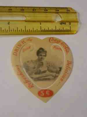 1900 VINTAGE ANTIQUE BOOKMARK COCA COLA CELLULOID HEART BOOK MARK HILDA CLARK