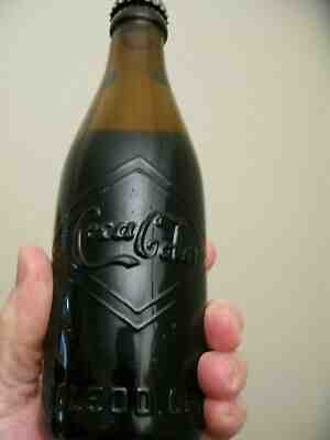 AMBER STRAIGHT SIDE SSA SCRIPT COCA COLA BOTTLE TOLEDO, OHIO  VNM CONDITION