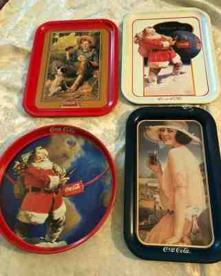 LOT OF 4 VINTAGE 90's  COCA COLA ORIGINAL SERVING TRAYS 