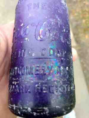 Early 1900s Purple Amethyst STRAIGHT SIDED Coca Cola Bottle Montgomery Alabama