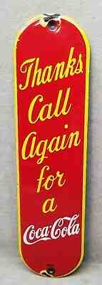 Vintage Original 1941 Coca-Cola  Canadian Porcelain Palm Press Advertising Sign.
