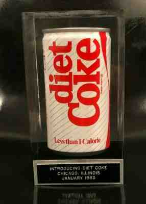 Vintage 1983 Diet Coke Chicago Intro Coca Cola Can in Lucite Exec Gift - Scarce