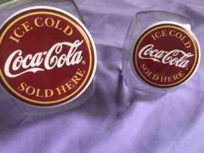Coca Cola Old Fashioned Candy Store Cookie Jar Ceramic Lid LOT 2 Coca-Cola Jars