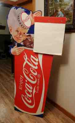 Huge Vintage Coca Cola Cardboard Sprite Boy Advertising Display Stand, Easel Pad