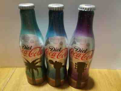 SET OF 3 DIET COKE ALUMINUM SODA BOTTLES ISRAEL ISSUES FROM 2011 COCA-COLA ALU