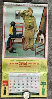 1971 Coke Calendar  Rockwell Print Boy Scouts Houston Coca-Cola 