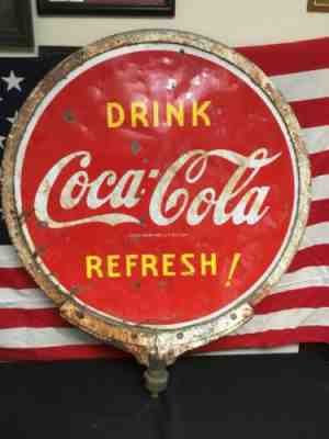 Rare Double Sided 1941 Coca Cola Lollipop Sign With Original Bracket. No Base.