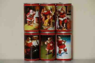 1987 Coca Cola 6 cans set from New Zealand, Santa Claus