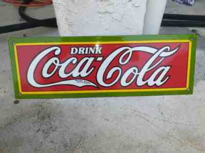 Vintage Original Drink Coca Cola Sign 1940s Porcelain Advertising Soda Sign WOW!