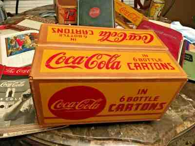 VINTAGE USA COCA COLA SODA CARDBOARD ADVERTISING ART SIGN BOX GENERAL STORE