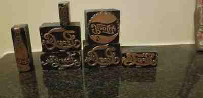 7 RARE Vintage Pepsi Letter Press Wood Plate Blocks 1898 thru 1906