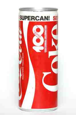 1986 Coca Cola can from the UK, Centennial Celebration (500ml)