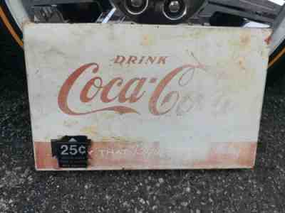 Vintage Original Drink Coca Cola Sign Authentic Metal Sign Soda Machine 1950s 