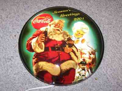 COCA COLA LTD EDITION LIGHT UP SANTA & SPRITE BOY 2001 #735 OF 1500 BUTTON SIGN