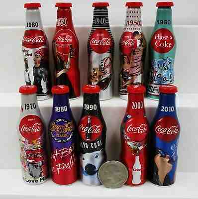 *Set of 10 Miniature 3" 2015 100th Anniversary Coca Cola aluminum Bottles Mini
