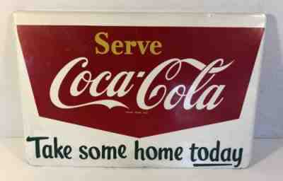 Vintage Coca Cola Metal Sign Take Some Home Today Store Display Rack 1950’s Soda