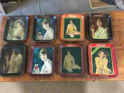 8 AUTHENTIC COCA COLA Serving Trays 1920,1923,Both 1924s & 1925 & Both1929s 1930