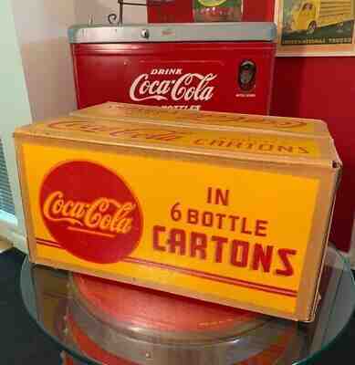 Coca Cola 1940s Fiber Cardboard 6-Bottle Carton Crate Case St. Louis MO