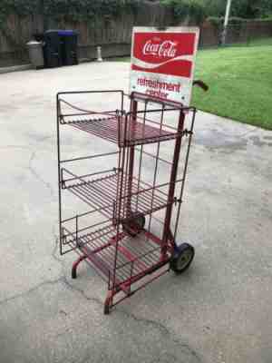 Antique Coca Cola Bottle Store Display Stand Rack Hand Truck Dolly Complete