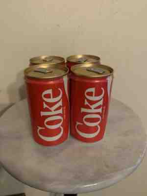 Vtg 4 Pack Sealed Semi-Empty Coca-Cola Coke cans (rare Gold Top Silver Tab) Nice