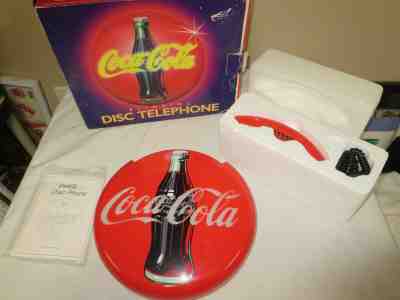 1995 COCA COLA DISC TELEPHONE Blinking Neon Musical Coke Vintage Phone RARE +Box