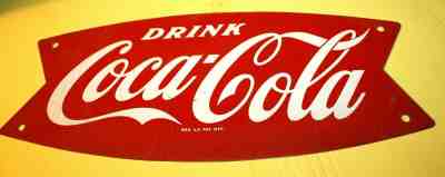 EARLY COCA COLA FISH-TAIL RACK SIGN ~ 1960's ~ METAL ~ 12" ~ NR!