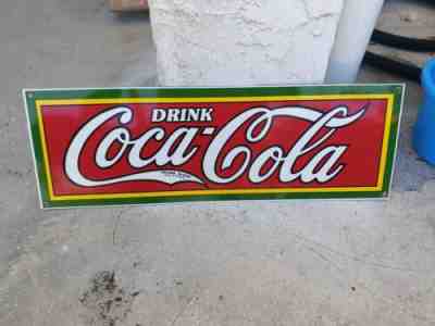 Vintage Original Drink Coca Cola Sign 1940s Porcelain Advertising Soda Sign WOW!