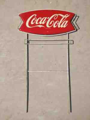 Original 1950's Coke Fishtail Metal Sign Coca-Cola Display Rack Vintage