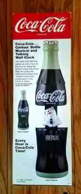 RARE Vintage 1998 DEMO Coca-Cola Moving Polar Bear Talking Musical WALL CLOCK 