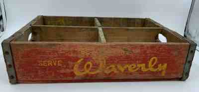 RARE Vintage 1950's WAVERLY Soda Pop Wood Carrier Crate Bottles Gary, Indiana