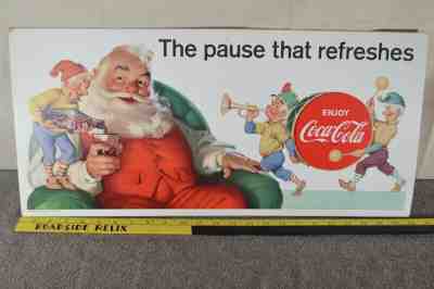 1960's Original RARE Coca Cola Cardboard Lithograph Advertising Christmas