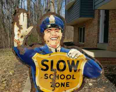  Coca Cola Policeman school zone STANDUP sign VERY RARE (2 sided)