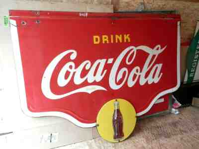 Vintage 1939 Original Coca-Cola Enameled Porcelain Advertising Sign