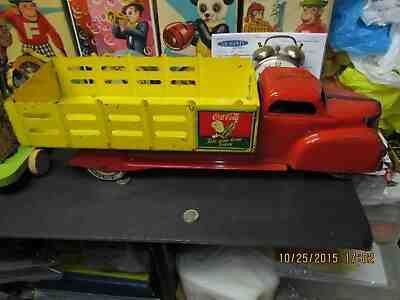 COCA COLA PRESSED STEEL DELIVERY STAKE TRUCK BY MARX 20.5" 1940'S EXCELLENT COND