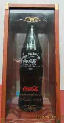 RARE 1993 INDIA COCA-COLA BOTTLE W/DISPLAY BOX-MARKS RETURN OF COKE TO INDIA 