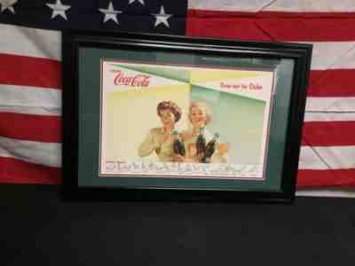 Rare Vintage 1956 Coca Cola Cardboard Advertising Sign Mint Cond! Framed.