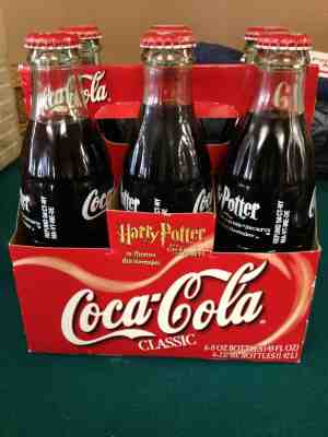 Coca-Cola unopened 6 pack, Harry Potter and the Chamber of Secrets glass bottles