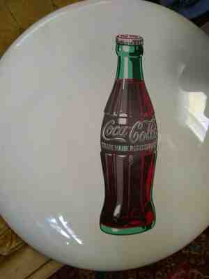 Vintage original Coca Cola white COKE 36" Button Soda Sign
