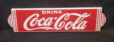 1930s Coca Cola Porcelain Door Push Rare Mint Sign