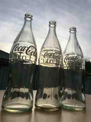 3 Different New Zealand Coca Cola Bottles 750ml 1970's - Coke
