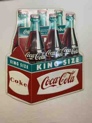 Coca Cola Vintage 6 Pack Tin Sign 30” x 36”