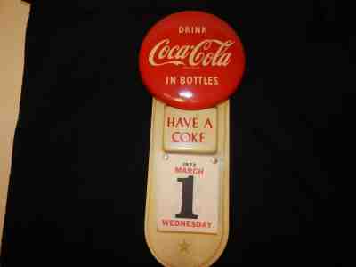 RARE > 1972 COCA COLA METAL BUTTON SIGN PAD CALENDER-100% ORIGINAL >19 1/4" TALL