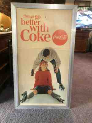 Vintage/Antique 1966 Original Coca-Cola Vertical Cardboard Insert Litho Sign