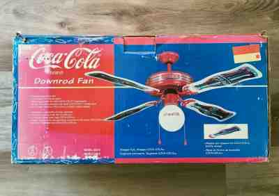 New Coca Cola Ceiling Fan 44" Coke Globe Glass Metal Light Rare Downrod Fan 