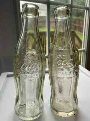 RARE Military Trademark Clear Coca Cola Bottle lot 1944 and 1945 WWII Coke