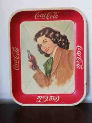 awesome 1940's soda coca cola coke mexican service tin tray Charra woman HTF