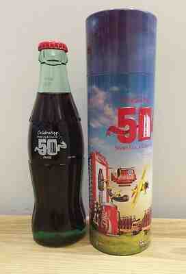 COCA COLA BOTTLE HONG KONG SWIRE COCA COLA CELEBRATING 50TH ANNIVERSARY W /BOX