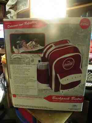 Coca Cola Backpack Bistro Cooler with Complete Service for 2 - TS105--0213 NIB