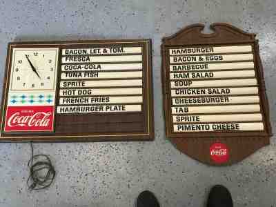 Coca-Cola Sign Clock with Menu Board vintage Large 1950s Coke Clock Menu Works