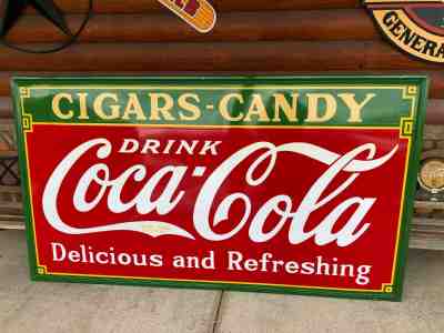 Coca-Cola 1933 Porcelain Cigars Candy 4x9 RARE Beautiful Condition